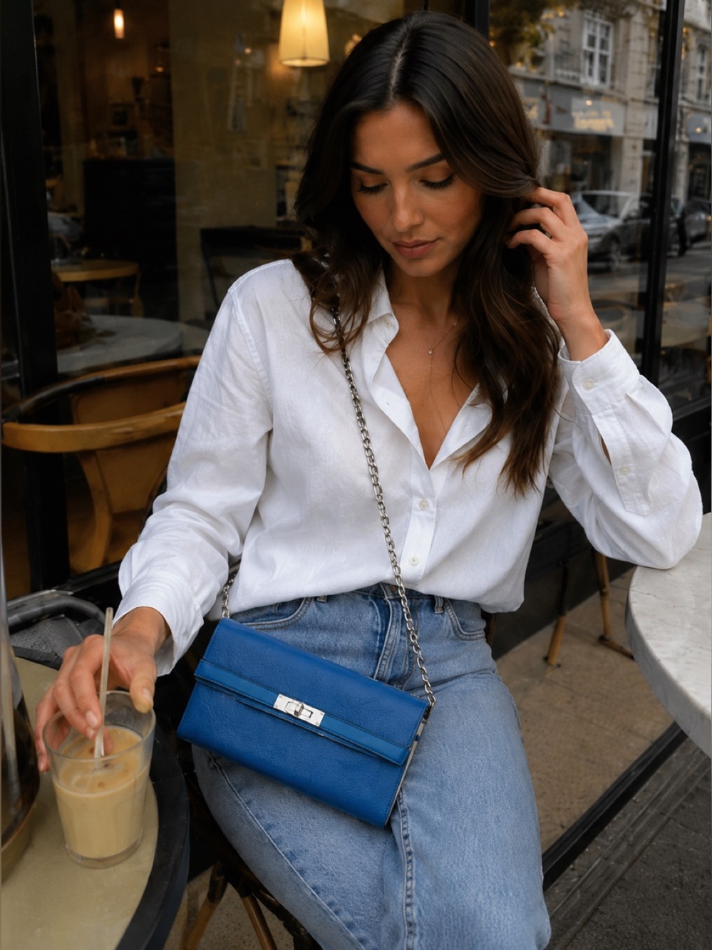💎HERMES KELLY Blue Epson leather Long wallet
